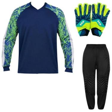 Imagem de Kit Goleiro Infantil Camisa Napoli + Calça TRB + Luva DRB - Kanga Spor