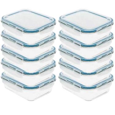 Imagem de Kit 10 Pote De Vidro Com Tampa Hermética 370ml 14,5x10x4,5 - BENE CASA