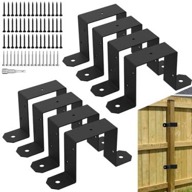 Imagem de Lipshome 8Pcs 4" X 4" Strap Post Ties, Suporte De Amarração De Poste De Cerca De Deck Preto Para Poste 4X4, Pode Ser Suporte De Poste De Cerca Para Postes De Metal Para Madeira (8Pcs Strap Post Ties)
