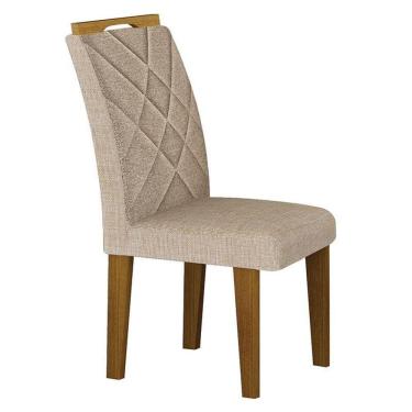 Imagem de Cadeira Para Mesa De Jantar Larissa New Mdf Freijó Linho Palha - Leifer Móveis