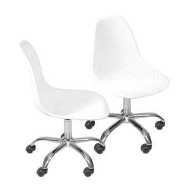 Imagem de Kit 02 Cadeiras Boxbit Colmeia Pp Branca Base Rodízio