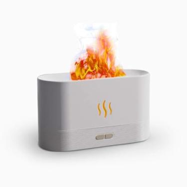 Imagem de Difusor Aromatizador Chamas - Umidificador Portátil com Luminária LED e Aromaterapia (Branco)