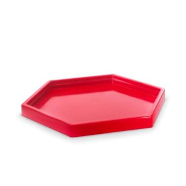 Imagem de Bandeja Sextavada Decorativa 22cm Acrílico Festas Decoração 1 Unidade (VERMELHO)