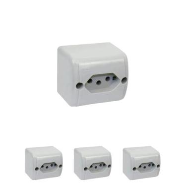 Imagem de 4 Tomada Sobrepor 2p+t 250V 10A Cinza Silentoque Pial