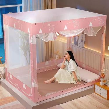 Imagem de Mosquiteiro, Mosquiteiro De Cama, Rede Anti-mosquito Yurt Quadrada De Três Portas, Barraca Sem Instalação, Dobrável E Portátil, Adequada Para Renda Anti-mosquito Totalmente Fechad, H, 1.8 * 2.2M