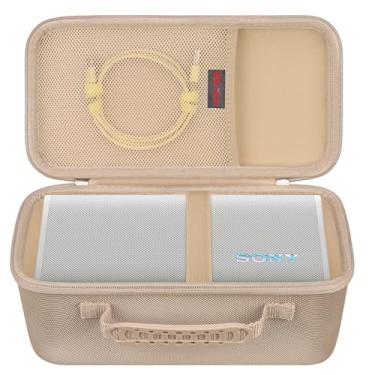 Imagem de Elonbo Estojo de transporte para alto-falante Bluetooth portátil sem fio Sony ULT Field 3, bolsa protetora de viagem ULT Field 3, bolso de malha extra para cabo de carregamento, champanhe dourado