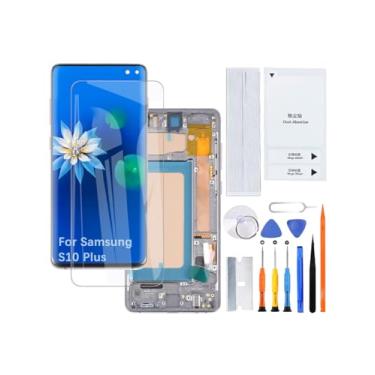 Imagem de Kit de montagem de tela LCD para Samsung Galaxy S10 Plus TFT G975F G975U G975W (preto com moldura, sem impressão digital, tela não curva)