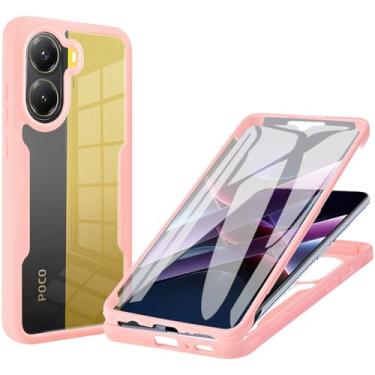 Imagem de Fofvccv Capa transparente para Xiaomi Poco X7 Pro com protetor de tela, capa protetora de corpo inteiro TPU macio resistente à prova de choque para Xiaomi Poco X7 Pro/Redmi Turbo 4-QB Rosa