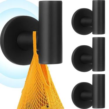 Imagem de Therwen Ganchos magnéticos pretos ganchos de neodímio resistentes cabide magnético para geladeira, porta de metal, armário para pendurar toalha, casaco, bolsa, guarda-chuva (4 peças)