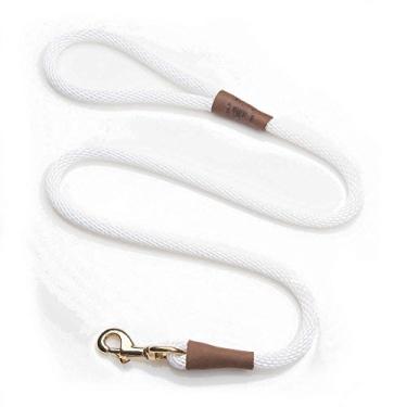 Imagem de Mendota Pet Snap Leash – Coleira para cães trançada estilo britânico, feita nos EUA – Branca, 1,27 cm x 1,82 m – para raças grandes