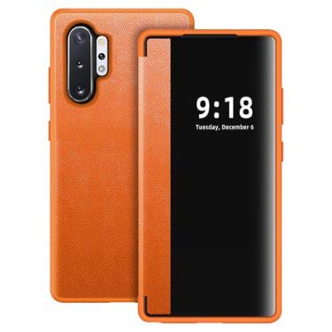 Imagem de Capa flip para Samsung Galaxy Note 10 Plus S View, capa protetora de 360 graus para Samsung Note 10+, capa flip para Samsung Note10 Plus 6,8 polegadas (laranja)