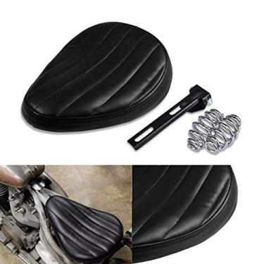 Imagem de Suporte de assento de motocicleta da NATGIC Harley para assento de assento de mola para Harley Cruiser Bobber Chopper Harley Honda Yamaha Suzuki Kawasaki (Preto)
