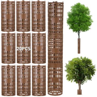 Imagem de Pacote com 20 protetores de árvore de plantas, protetor de tronco de árvore ao redor de casca de tronco, mudas e videiras, protetor de casca de árvore de malha expansível 38 cm de altura, protege
