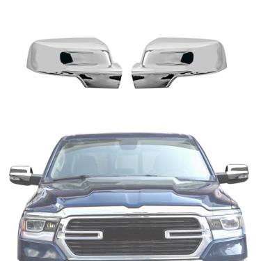 Imagem de CheroCar Tampas de capa de espelho retrovisor adequadas para Dodge RAM TRX 2018 2020 2021 2022 2023 2024 2025 Dodge RAM TRX capa de espelho lateral esquerda, acessórios externos, cromada