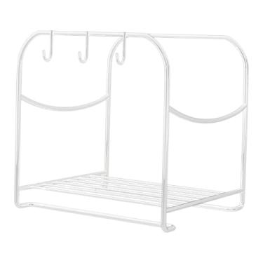 Imagem de Bothyi Suporte de armazenamento para lavatório, prateleira de banheiro, resistente, com ganchos, à prova d'água, economiza espaço, suporte de ferro, Branco