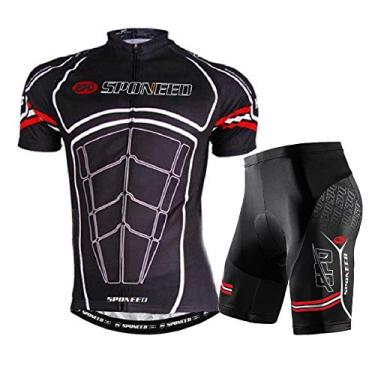 Imagem de Conjunto de roupa de ciclismo masculina esponjosa MTB Bicycle Jersey Road Biker Shorts Trianthlon Cyclwear Shirts, Deep Brown, US Small // Asia M