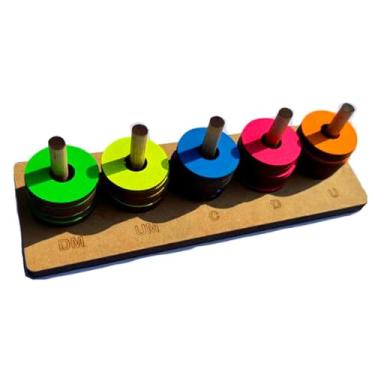 Imagem de Ábaco Aberto 50 Argolas Brinquedo Educativo Pedagógico Números Matemática