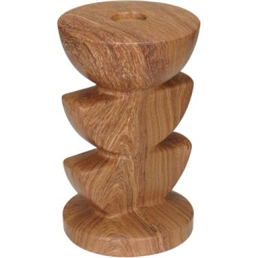 Imagem de CASTIÇAL PORTA VELA HOME&CO CERÂMICA 15x9x9cm ESTILO MADEIRA