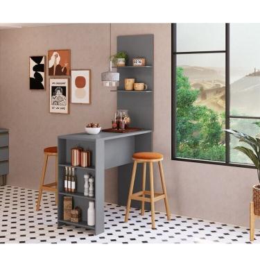 Imagem de Bancada para Cozinha Luna com Painel Greta Cinza