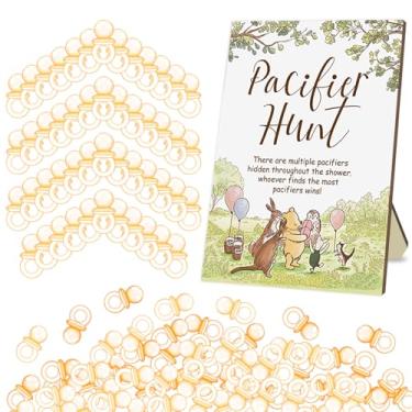 Imagem de ZsaTuiy Decorações de chá de bebê Winnie - Jogos de festa de caça à chupeta - Jogos de festa de ursinho - Decorações de revelação de gênero Pooh - Decorações de aniversário de Winnie - Decorações de