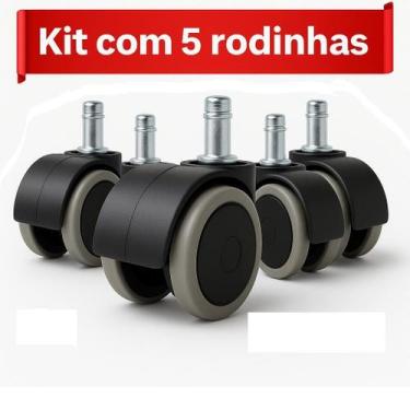 Imagem de Kit Com 5 Rodinhas Para Cadeira De Escritório Giratória 360º - Acadeir