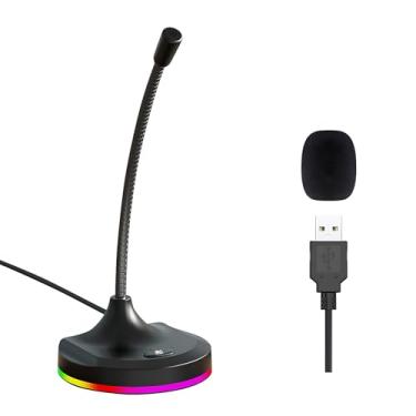 Imagem de Blapsuro Microfone Usb, Microfone De Computador De Mesa Com Botão Mudo E Iluminação Rgb, Microfones Condensadores Plug&Play Para Pc E Laptop, Para Streaming, Podcast, Conferência, Jogos, Microfone D