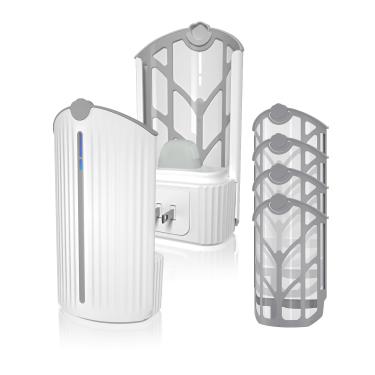 Imagem de BuggyBands Armadilha de insetos voadores, plugue de armadilha para moscas de frutas com 4 refis para mosquitos, mariposas, casa e moscas de frutas - Refil compatível com ZevoM364A/Max (1 dispositivo +