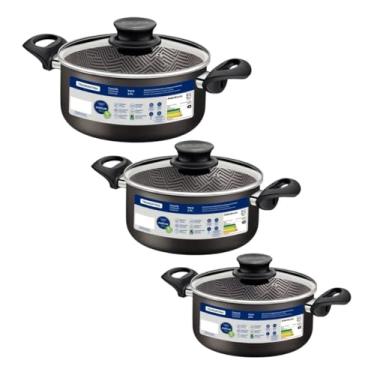 Imagem de Jogo 3 Panela Caçarola Paris Antiaderente 22cm 20cm 18cm Cor Chumbo