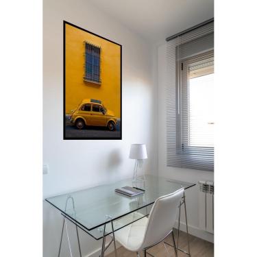 Imagem de Quadro Decorativo Carro Antigo Itália Amarelo - 70X50Cm