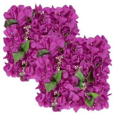 Imagem de ICBOX Conjunto de painéis de parede de flores artificiais buganvílias, 25,4 x 25,4 cm, painel de parede de flores roxas para casamento, festa, evento, casa e decoração de parede com flores