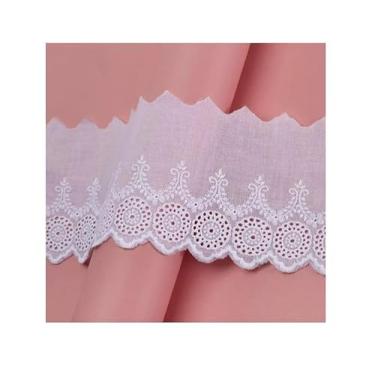 Imagem de Bordado Inglês de Algodão ArtePunto Aviamento Renda Lese Peça Fechada Vários Modelos (Branco, BA024 (9,5cm))