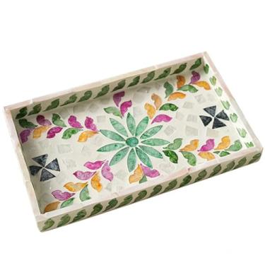 Imagem de Bandeja decorativa embutida para servir, organizador de bancada retangular, decoração de casa de fazenda (CX)