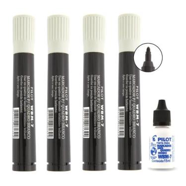 Imagem de Kit 4 Canetas Marcador para Quadro Branco WBM-7 com Refil de Tinta Rec
