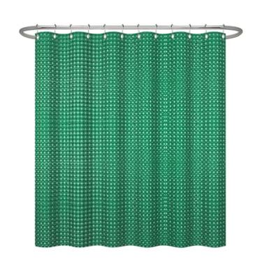 Imagem de ggaimwf Cortina de chuveiro de cor sólida de 91 x 182 cm para banheiro, waffle e tecido resistente à água, cortina verde moderna grossa para box de chuveiro com ganchos de metal