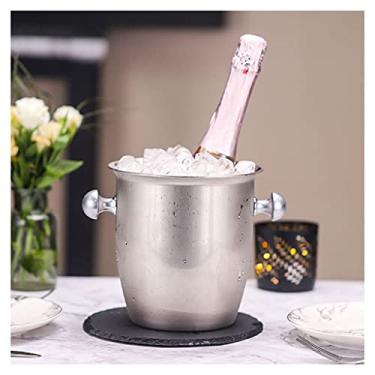Imagem de Balde de gelo para festas Balde de gelo de aço inoxidável de camada dupla com alça coquetel balde de cerveja restaurante balde de champanhe balde de festa lanche recipiente de gelo balde de vinho