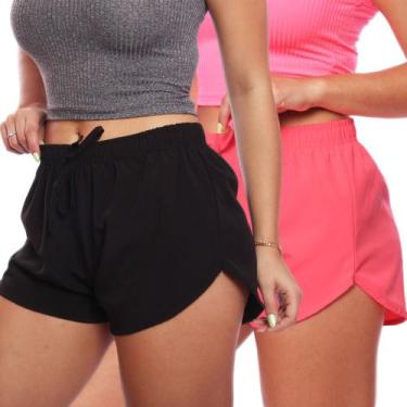 Imagem de Kit 2 Shorts Curto Feminino Tactel Praia Piscina Academia Corrida - Ad