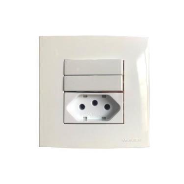 Imagem de Tomada Interruptor Duplo Three Way Móvel Marmore Embutir 20a Branco Ma