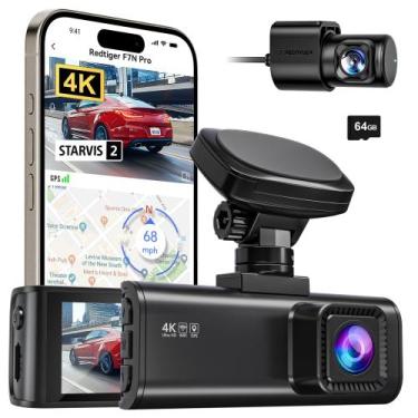 Imagem de Dash Cam REDTIGER F7N Pro 4K frontal e traseira com cartão de 64 GB