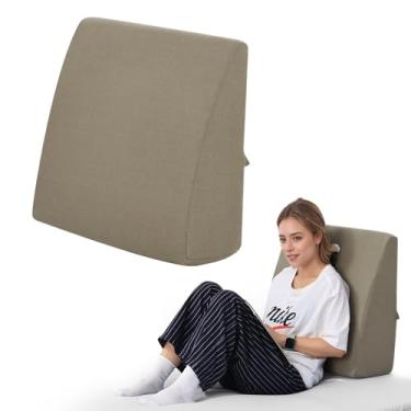 Imagem de TANYOO Travesseiro de encosto para cama sentado em cunha de alta resiliência almofada de leitura para sentar na cama adulto almofada de apoio macio para leitura de jogos, assistir TV, 59,9 cm x 56 cm