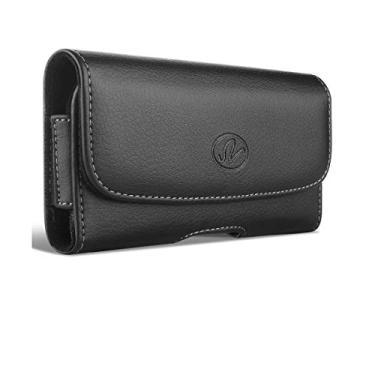 Imagem de Coldre para LG Aristo, Aristo 2, Aristo 3, Black Horizontal Leather Large Case