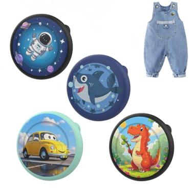 Imagem de Dingfeiyu Capa oculta para Apple AirTag, capa protetora com pino, capas de rastreador GPS para crianças, idosos, coleira de animais de estimação, roupas, mochilas, bagagem (dinossauro vermelho + carro