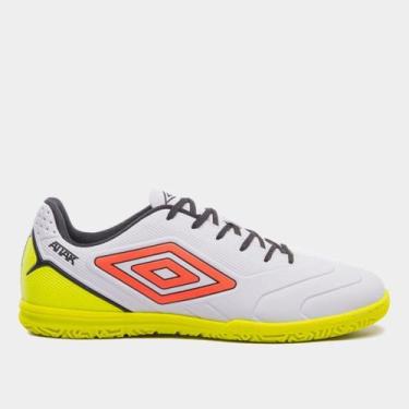 Imagem de Chuteira Futsal Umbro Attak III Unissex, Branco, Rosa, 40