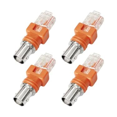 Imagem de Runseaway 4 peças de soquete fêmea BNC para adaptadores de rede RJ45, conversores Ethernet coaxial fêmea para macho, acopladores RF de configuração linear para sistemas de vigilância e equipamentos de