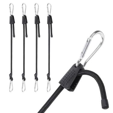 Imagem de Strgenie Cordões elásticos ajustáveis com ganchos, cordões elásticos resistentes com clipes, mosquetão, cordas elásticas para atividades ao ar livre, (4, preto, 61 cm)