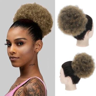 Imagem de Tmlkhl Rabo de cavalo com cordão afro puff, extensão de rabo de cavalo para mulheres negras, rabo de cavalo com cordão para mulheres negras, cabelo sintético curto afro kinkys cacheado afro extensão