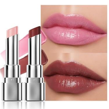 Imagem de HHLTOH 2 batons hidratantes coloridos – Pasta de feijão rosa profunda e rosa pálido suave para lábios secos – Protetor labial nutritivo para todas as mulheres com um aroma natural sutil