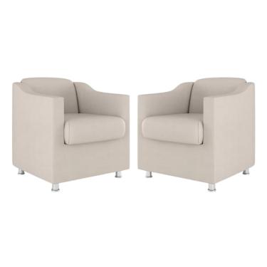 Imagem de Kit 2 Poltronas Bia Decorativa Reforçada Recepção Clinica Salão Sala De Estar Suede