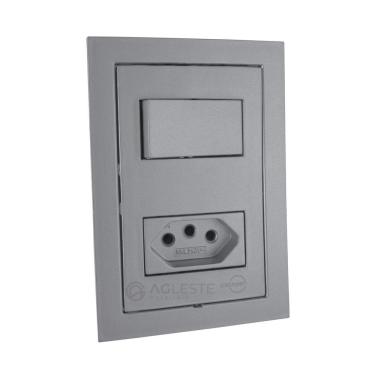 Imagem de Conjunto interruptor + tomada 10A - Dicompel Ekron cinza
