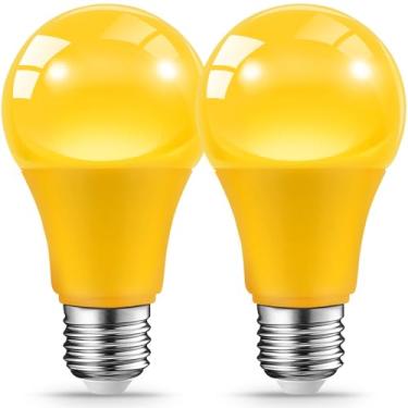 Imagem de JAHEKS Lâmpadas LED amarelas para varanda interna externa, lâmpada colorida LED de 9W para uso externo, equivalente a 60 W, lâmpada âmbar 2000K, ideal para quarto, pátio, deck, quintal, corredor