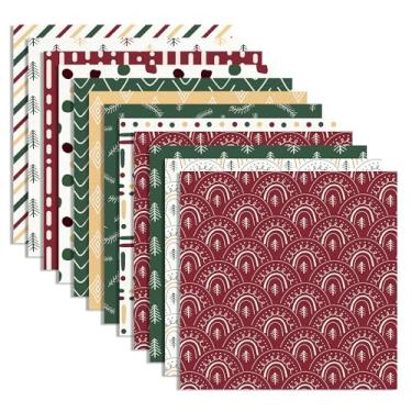 Imagem de Bloco com 24 folhas de Natal com estampa boho, 29 x 29 cm, bloco de papel para scrapbook de Natal, boêmio, vermelho e verde, texturizado, papel cartolina dupla face, para fundo faça você mesmo